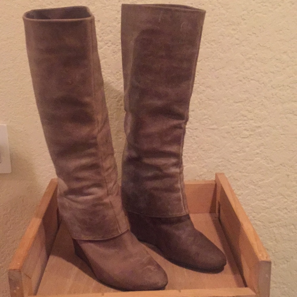 Steven leather wedge boots